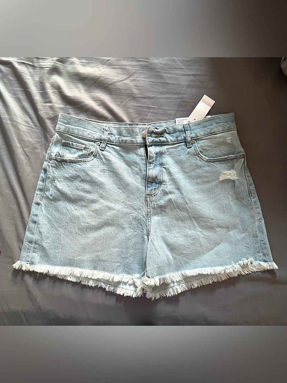 LOFT Light Blue Distressed Denim Shorts with Frayed Hem